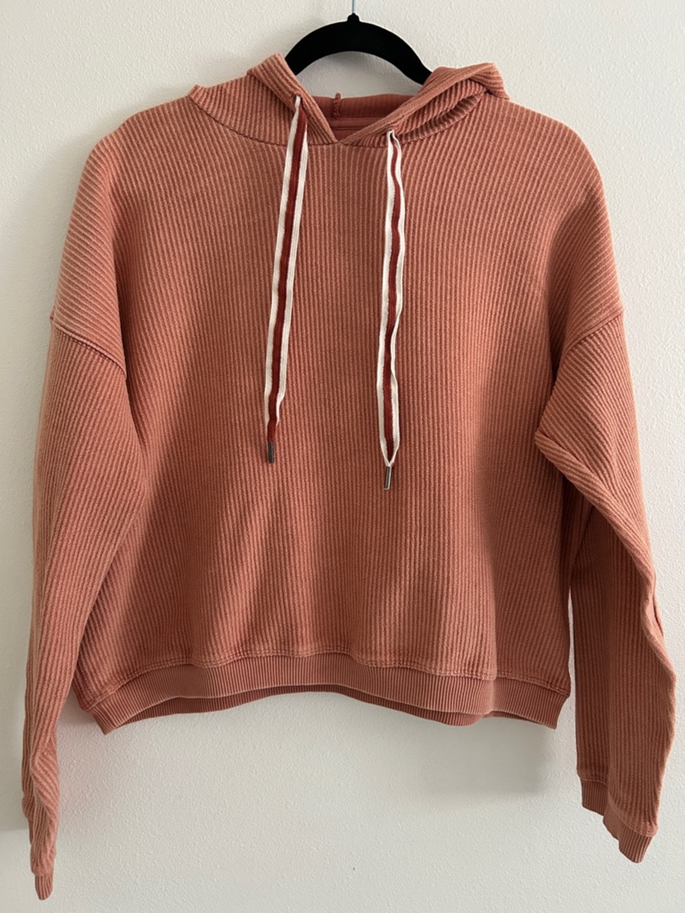 Aerie Oversized Ribbed Coral Hoodie Size Small
